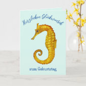 Seahorse Happy Birthday Card Kaart (Gele Bloem)