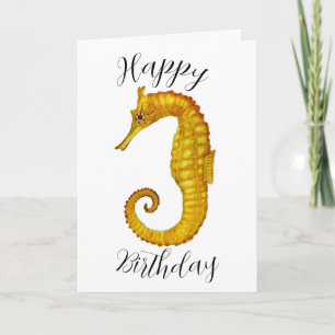Seahorse Happy Birthday Kaart