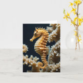 Seahorse Happy Birthday Wenskaart Kaart (Gele Bloem)
