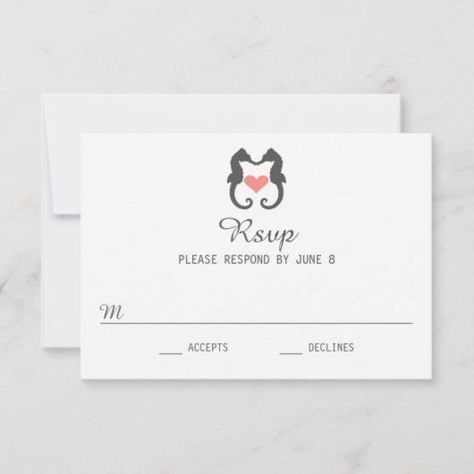 Seahorse Heart — RSVP-kaart RSVP Kaartje (Voorkant)