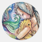 SeaHorse Hugs Mermaid Sticker (Voorkant)