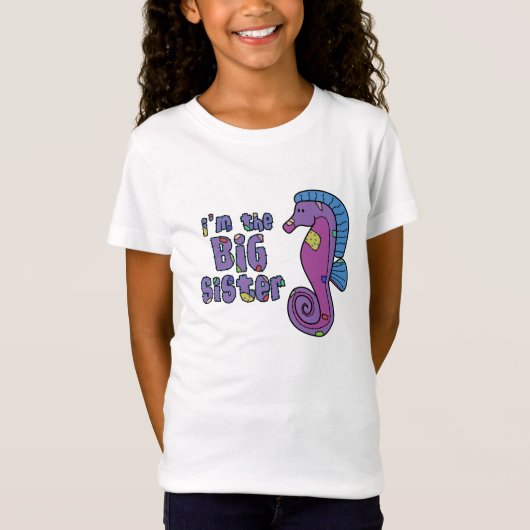 Seahorse Ik ben de Big Sister T Shirt (Voorkant)