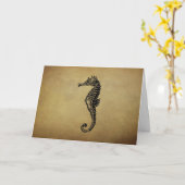 Seahorse Illustratie Kaart (Gele Bloem)