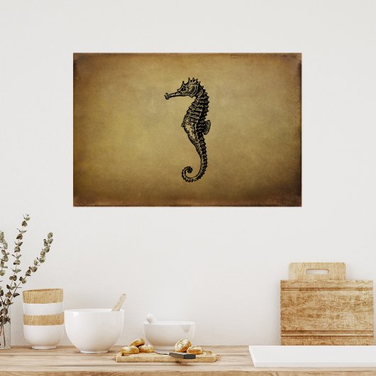 Seahorse Illustratie Poster (Keuken)