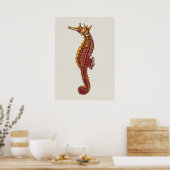 Seahorse Illustration Poster (Keuken)