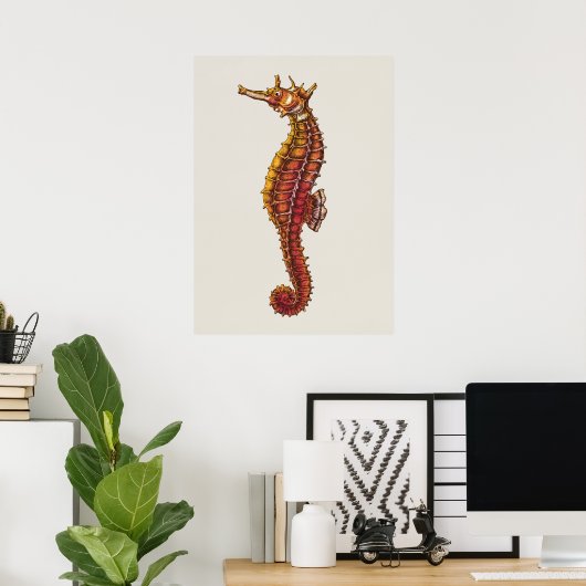 Seahorse Illustration Poster (Thuiskantoor)