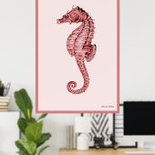 Seahorse in roze poster (Thuiskantoor)