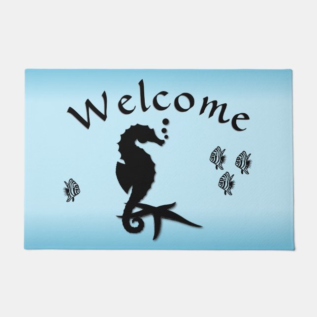 Seahorse in the Blue Welcome Doormat Deurmat (Voorkant)