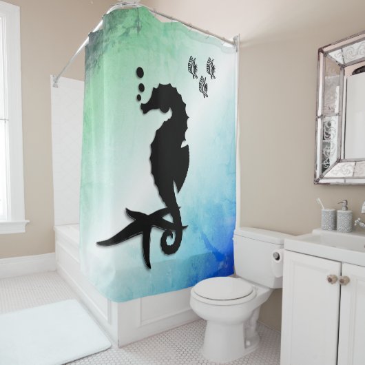 Seahorse in the Green Douchegordijn (In situ)