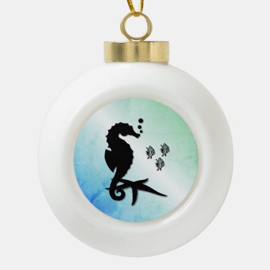 Seahorse in the Green Keramische Bal Ornament (Voorkant)
