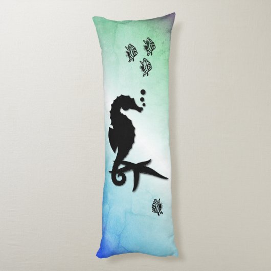 Seahorse in the Green Lichaamskussen (Achterkant (Verticaal))