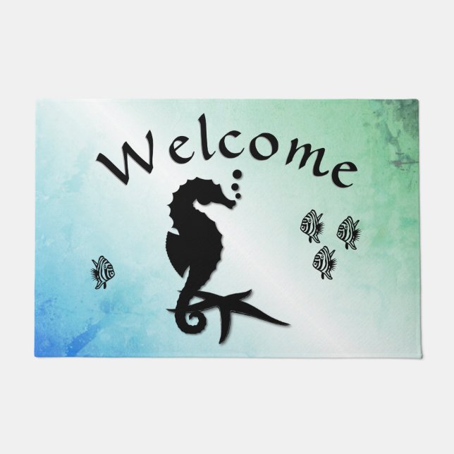 Seahorse in the Green Welcome Doormat Deurmat (Voorkant)