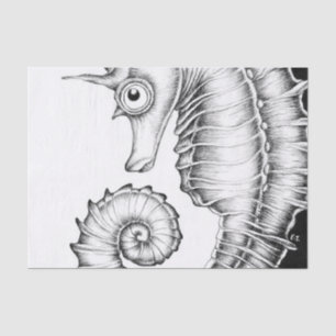 Seahorse Ink Black, White Tissuepapier
