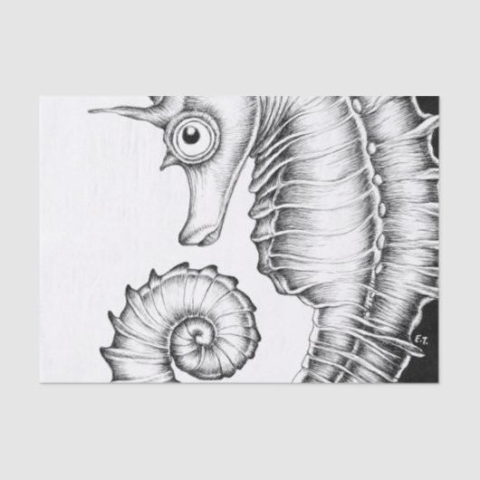 Seahorse Ink Black, White Tissuepapier (Voorkant)