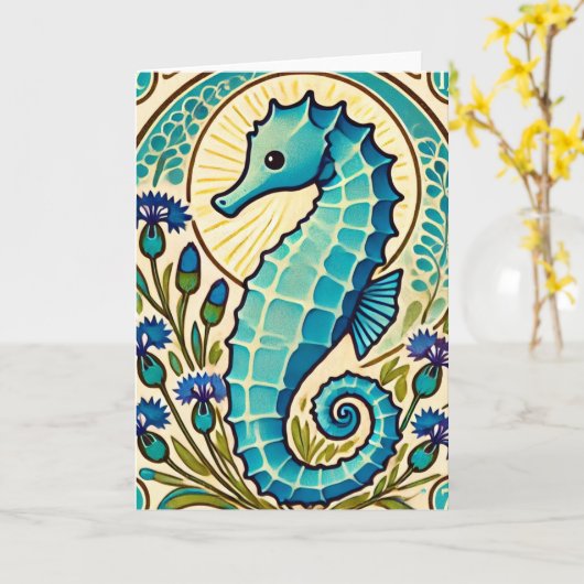 Seahorse Kaart (Gele Bloem)