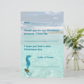 Seahorse Kerstmis Kinder Writers Paper Hartelijk d Briefpapier (Staand voorkant)