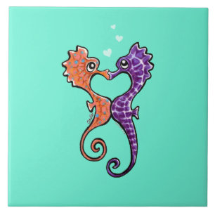 Seahorse Kiss Off-Leash Art™ Tegeltje