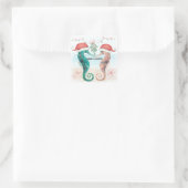 Seahorse Kiss Strand Kerstmis Koppels Douche Vierkante Sticker (Tas)