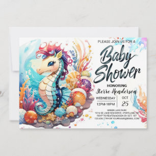 Seahorse Kisses Waterverf Baby shower Kaart