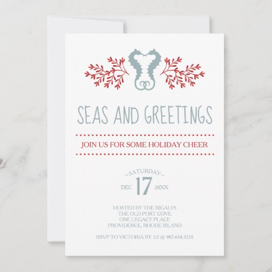 Seahorse Kustkerstfeest Kaart (Voorkant)