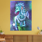 Seahorse Lady Fantasy Canvas print - schilderen (Insitu (Woonkamer))