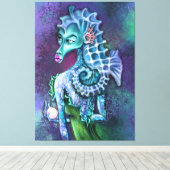 Seahorse Lady Fantasy Canvas print - schilderen (Insitu (Houten vloer))