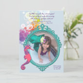Seahorse Lijst Photo Birthday Party Invitation Kaart (Staand voorkant)