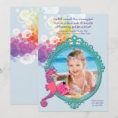 Seahorse Lijst Photo Birthday Party Invitation Kaart (Voorkant / Achterkant)