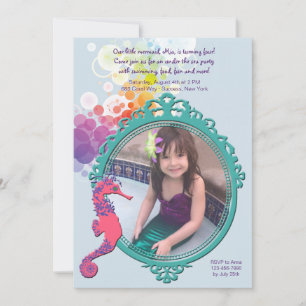Seahorse Lijst Photo Birthday Party Invitation Kaart