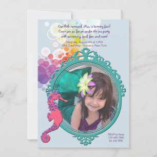 Seahorse Lijst Photo Birthday Party Invitation Kaart
