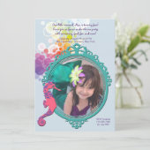 Seahorse Lijst Photo Birthday Party Invitation Kaart (Staand voorkant)