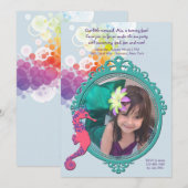 Seahorse Lijst Photo Birthday Party Invitation Kaart (Voorkant / Achterkant)