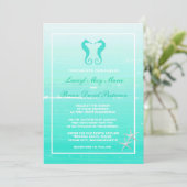Seahorse Love Nautical Destination Wedding Invites Kaart (Staand voorkant)