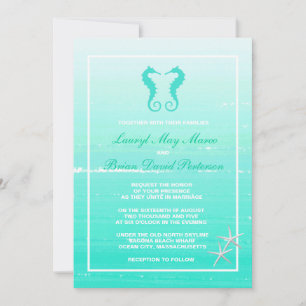 Seahorse Love Nautical Destination Wedding Invites Kaart