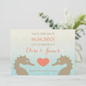 Seahorse Love Nautical Wedding Save the Date (Staand voorkant)