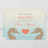 Seahorse Love Nautical Wedding Save the Date (Voorkant / Achterkant)