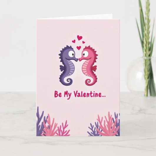 Seahorse Love Valentine Card Kaart (Voorkant)