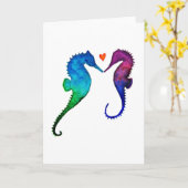 Seahorse Love Wenskaart Kaart (Gele Bloem)