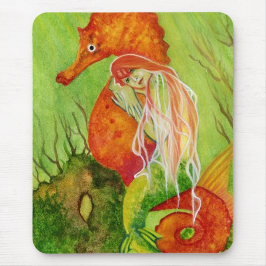 Seahorse mermaid fantasy Mousepad Muismat (Voorkant)