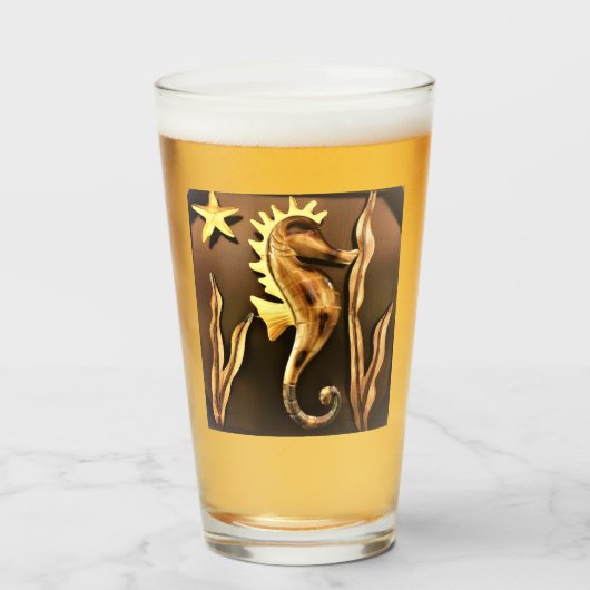 Seahorse Metal Art Glas (Voorkant gevuld)