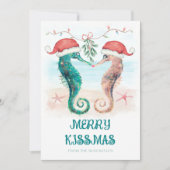 Seahorse Mistletoe Merry Kissmas kerstmis Feestdagenkaart (Voorkant)