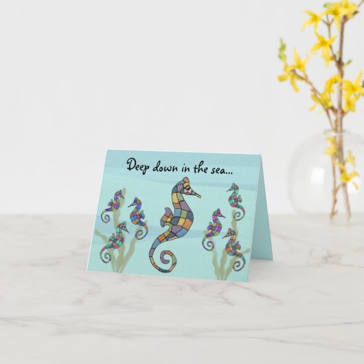 Seahorse Moederdag Kaart (Gele Bloem)