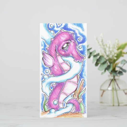 Seahorse Money Holder Card Feestdagenkaart (Staand voorkant)