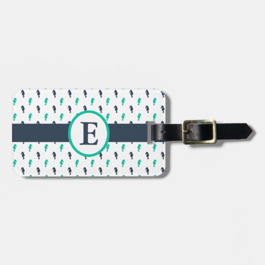Seahorse Monogram Bagagelabel (Voorkant horizontaal)