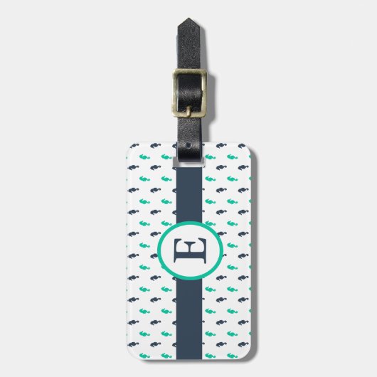 Seahorse Monogram Bagagelabel (Voorkant verticaal)