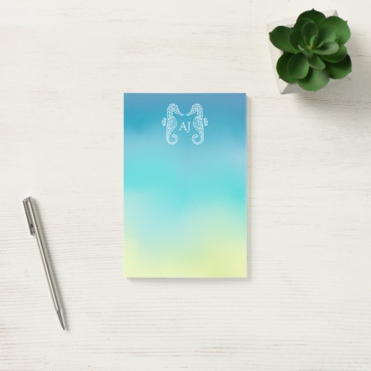 Seahorse Monogram Beach Ocean Ombre Post-it® Notes (Kantoor)