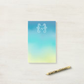 Seahorse Monogram Beach Ocean Ombre Post-it® Notes (Op bureau)