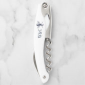 Seahorse Monogram Navy Blue Nautical Kurkentrekker (Achterkant)