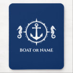 Seahorse Nautical Anchor Your Boat of Name Navy Muismat<br><div class="desc">Nautical Seahorse en Anchor Captain Your Personalized Name of Boat Name Muismat.</div>
