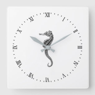 "SEAHORSE" NAUTIEKE ACRYLISCHE WALLCLOCK VIERKANTE KLOK